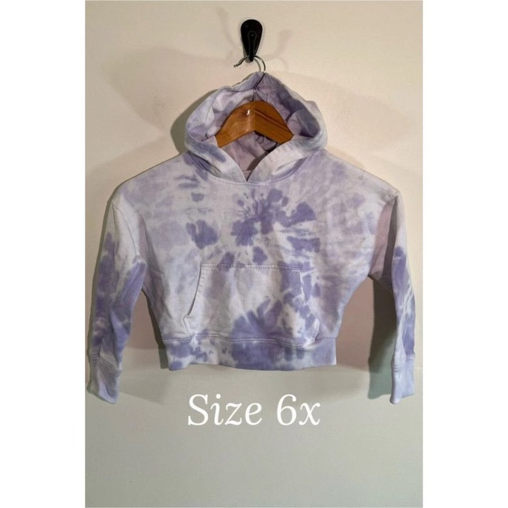 OshKosh B’gosh Girls 6/6X Purple Tie Dye Cropped Hoodie